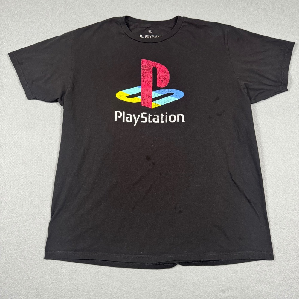 PlayStation Mens XL Graphic T-Shirt Black Short Sleeve Classic Logo Gamer Tee